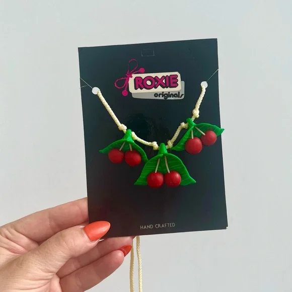 80s-90s Vintage 🍒 Roxie Originals Handcrafted Cherry Necklace - Picture 1 of 4